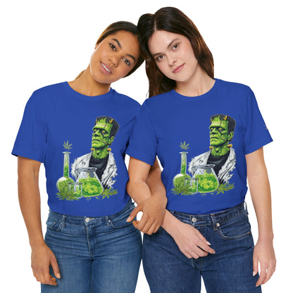 Frankenstein's Laboratory HIGH ROLLER Halloween Cannabis T-Shirt - Premium Monster Scientist 420 Experiment Apparel