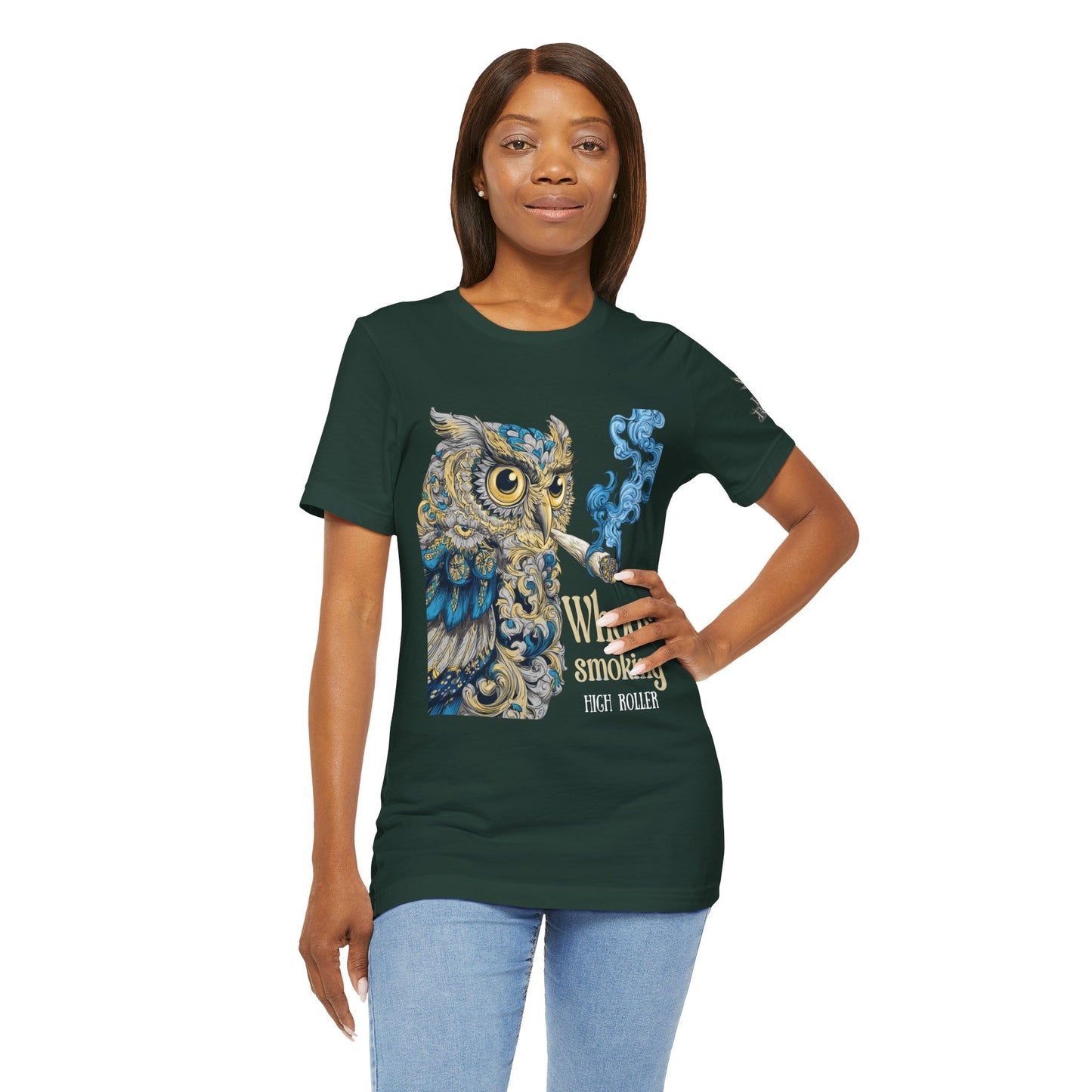 Baroque Owl Tee - Premium Airlume Cotton Cannabis Culture Ornate Bird Art