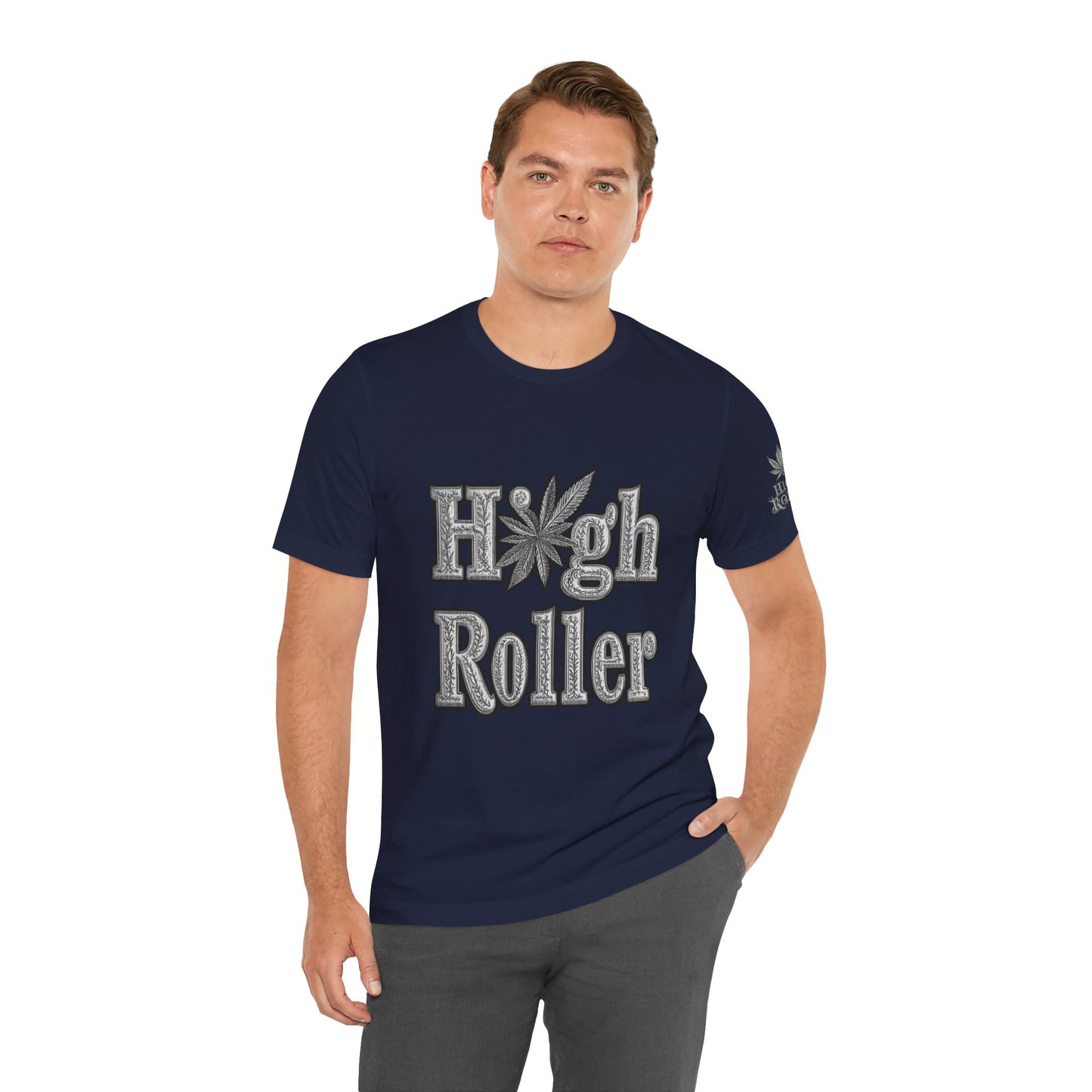 High Roller Classic Tee - Premium Airlume Cotton Cannabis Culture Ornate Typography Art