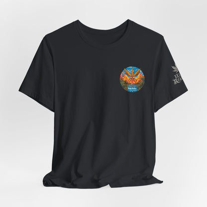 Cannabis Paradise Circle Tee - Tropical Sunset Art Design | High Roller