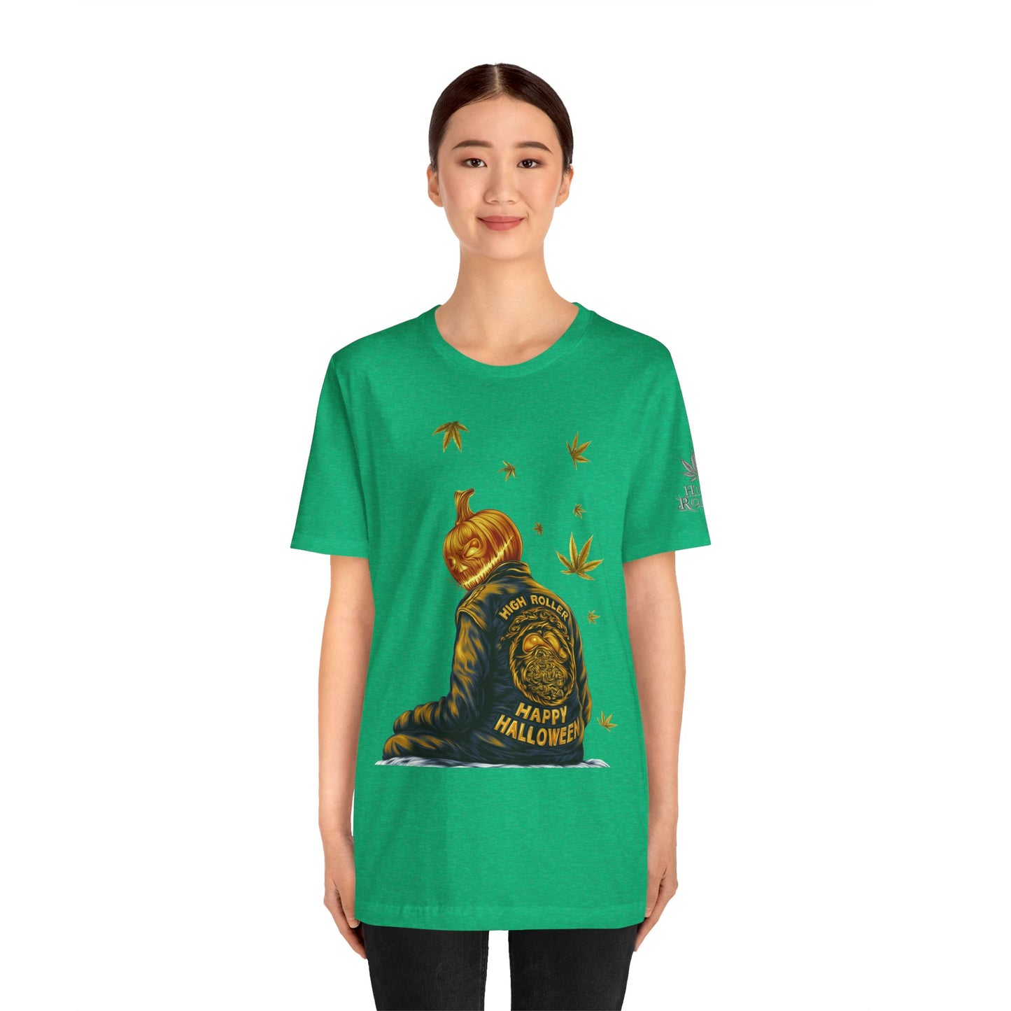Pumpkin Head HIGH ROLLER Halloween T-Shirt - Premium Cannabis Culture Apparel