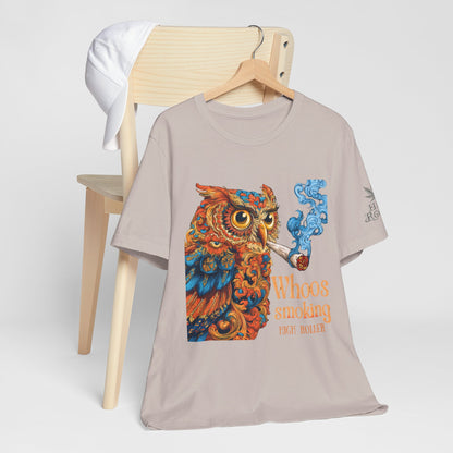 Baroque Owl Tee - Premium Airlume Cotton Cannabis Culture Ornate Bird Art