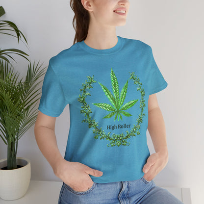 Cannabis Crest Wreath Tee - Botanical Elegance Art Design | High Roller