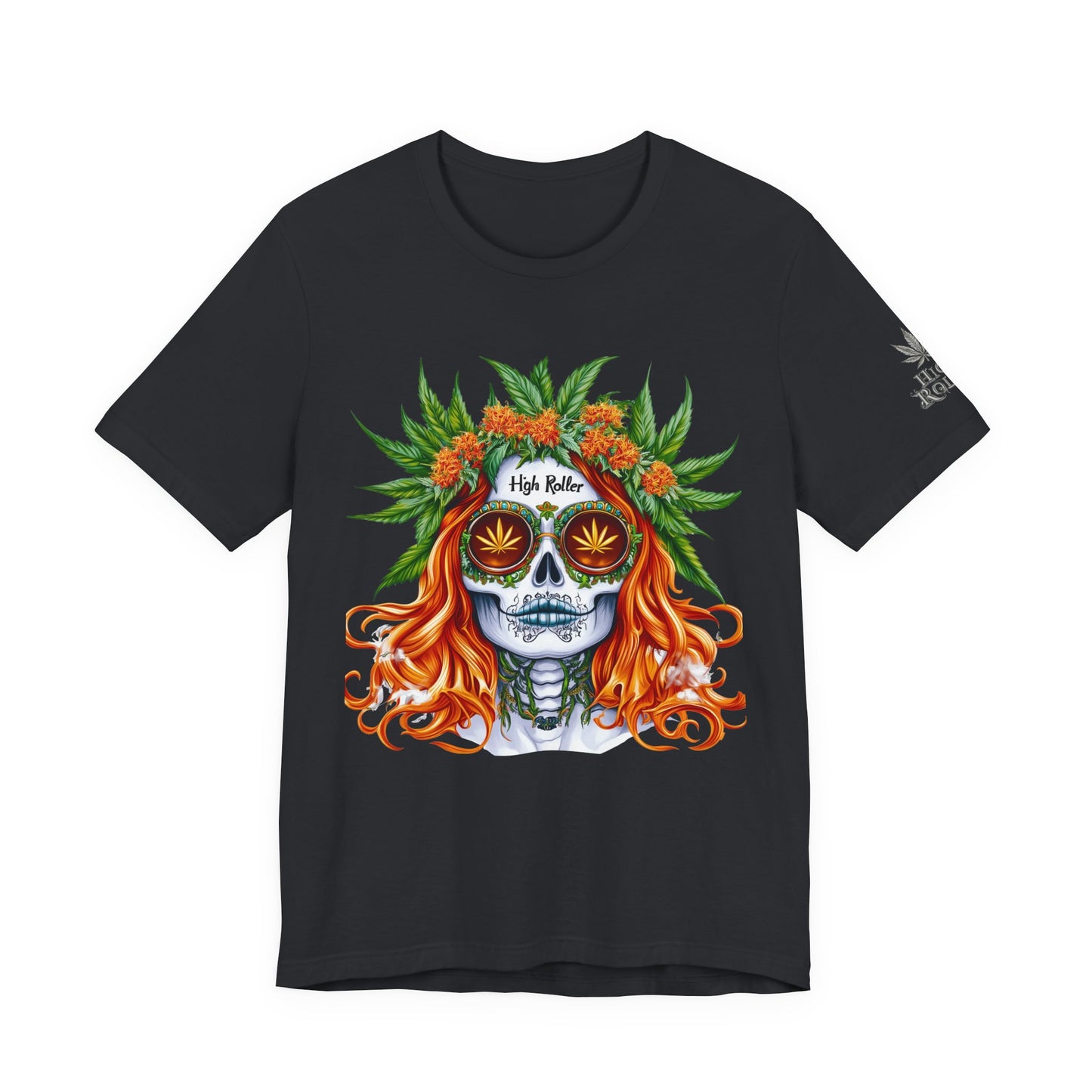 Sugar Skull Goddess Tee - Premium Airlume Cotton Cannabis Culture Day of Dead Art