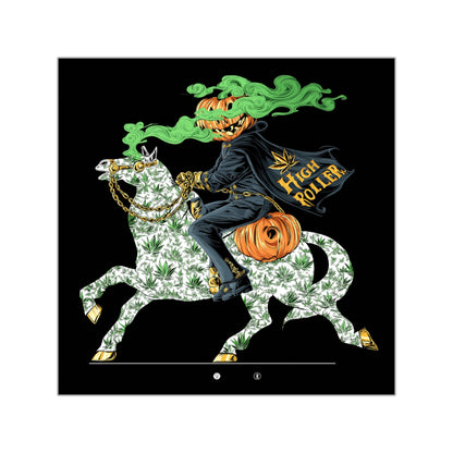 Headless Horseman Cannabis Horse Halloween Sticker - Luxury Weed Equestrian Art - HIGH ROLLER Premium 3x3 Vinyl