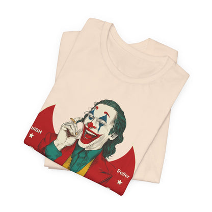 High Roller Villain T-Shirt - Premium Airlume Cotton Cannabis Joker Badge Art Tee