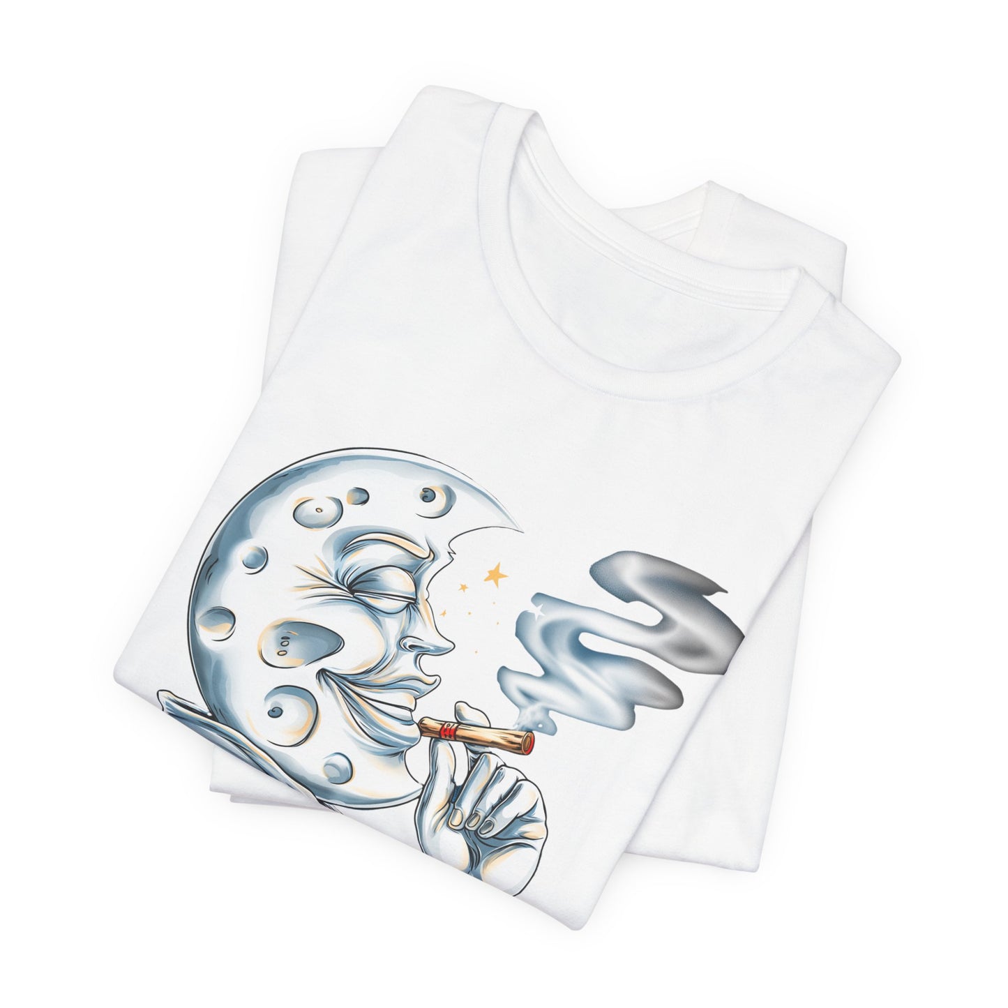 Midnight Toker Moon Tee - Premium Airlume Cotton Cannabis Culture Vintage Art