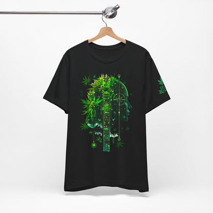 Digital Mind Tee - Premium Airlume Cotton Cannabis Culture Tech Art Matrix Design