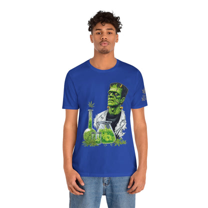 Frankenstein's Laboratory HIGH ROLLER Halloween Cannabis T-Shirt - Premium Monster Scientist 420 Experiment Apparel