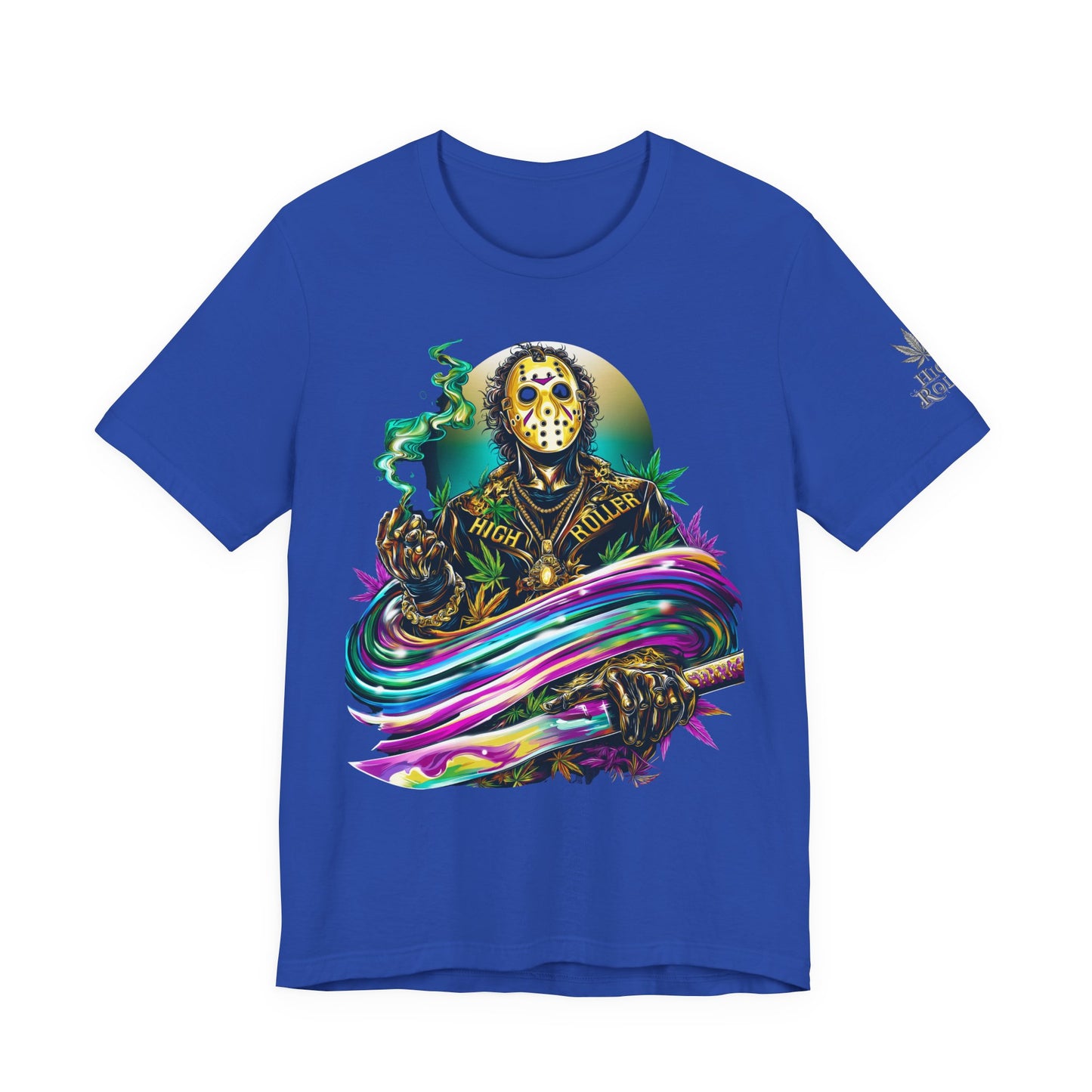 Psychedelic Jason Swoosh Cannabis T-Shirt - Premium Horror 420 Orange Edition Apparel