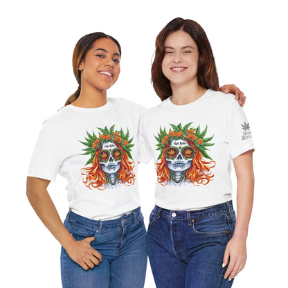 Sugar Skull Goddess Tee - Premium Airlume Cotton Cannabis Culture Day of Dead Art