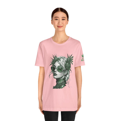 Green Queen T-Shirt - Premium Airlume Cotton Cannabis Crown Portrait Art Tee