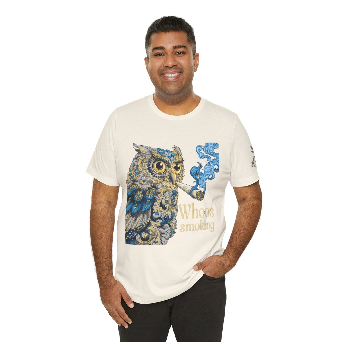 Baroque Owl Tee - Premium Airlume Cotton Cannabis Culture Ornate Bird Art