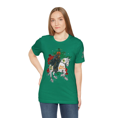 Headless Horseman HIGH ROLLER Halloween Cannabis T-Shirt - Premium Pumpkin Rider Skeletal Steed 420 Apparel
