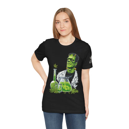 Frankenstein's Laboratory HIGH ROLLER Halloween Cannabis T-Shirt - Premium Monster Scientist 420 Experiment Apparel