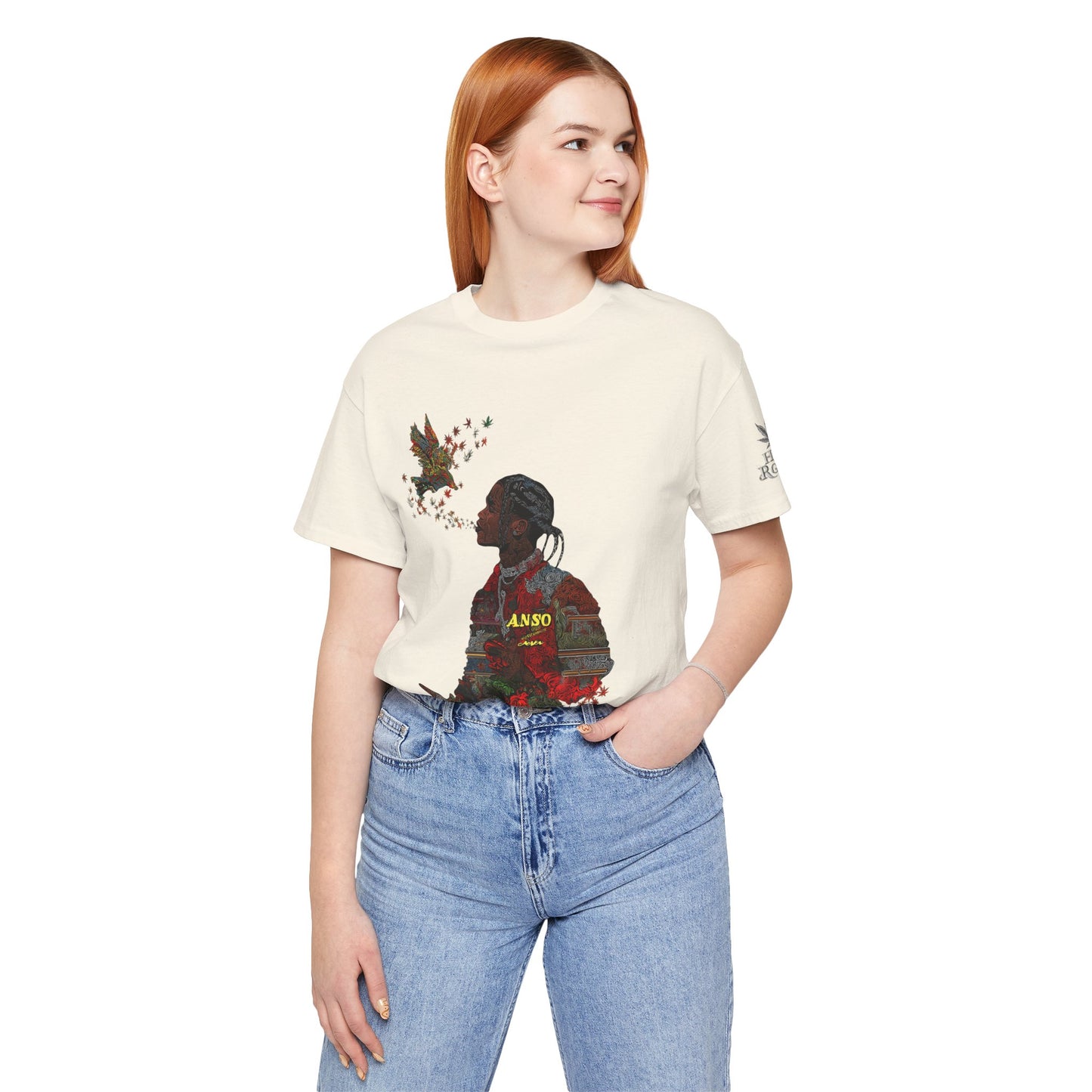 High Roller ANSO Freedom Eagle Cannabis T-Shirt - Premium 420 Artistic Double Exposure Urban Culture Liberation Apparel