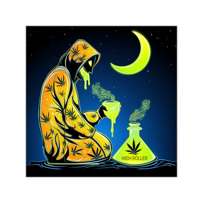 Midnight Cannabis Alchemist Halloween Sticker - Premium Melting Mystic HIGH ROLLER Moonlight Ritual 420 Vinyl Decal