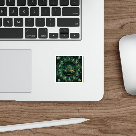Cannabis Astrology Zodiac Wheel Sticker | High Roller Cosmic Chart | Premium Die-Cut Vinyl Decal