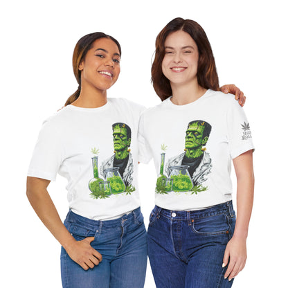 Frankenstein's Laboratory HIGH ROLLER Halloween Cannabis T-Shirt - Premium Monster Scientist 420 Experiment Apparel