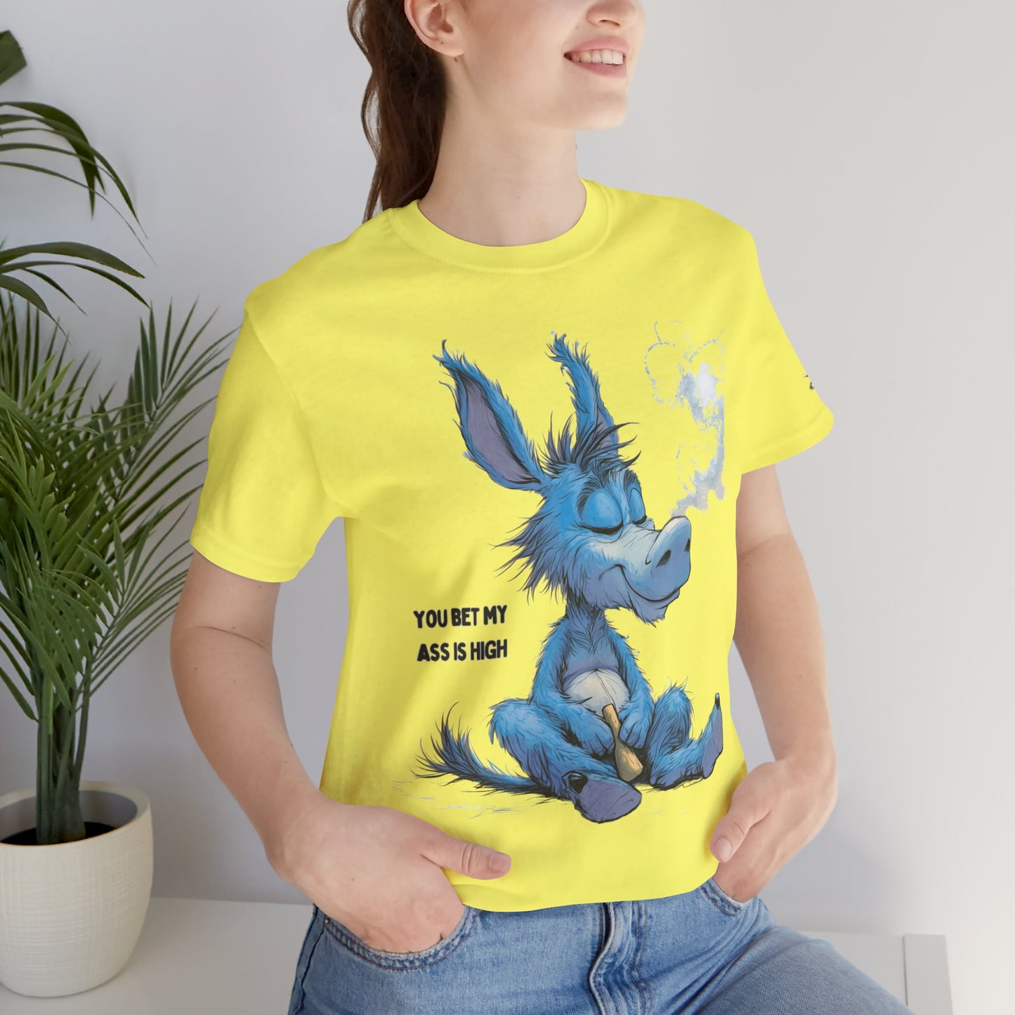 Blue Donkey Tee - Premium Airlume Cotton Cannabis Culture Humor Cartoon Art