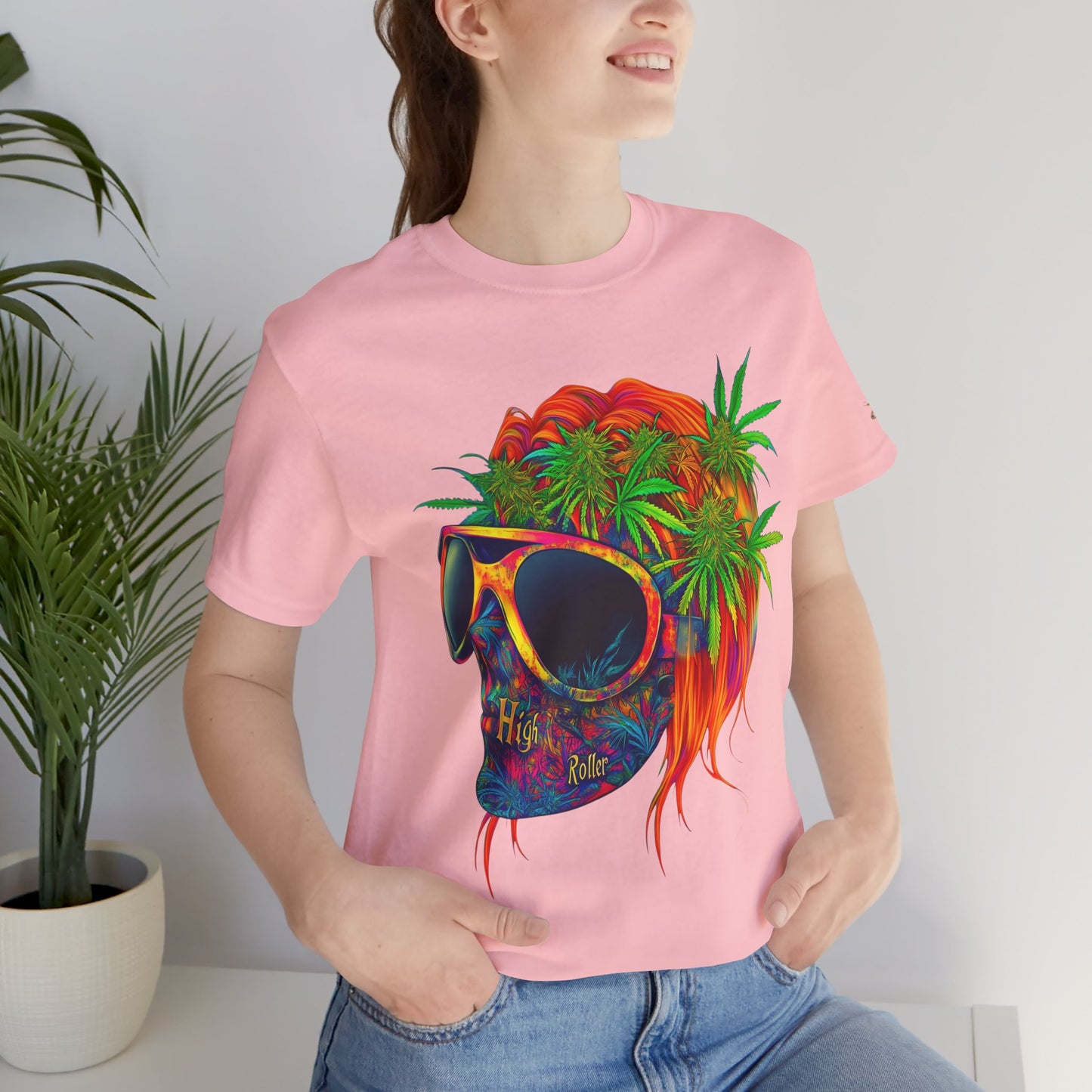Tropical Cannabis Skull Tee - Paradise Vibes Art Design | High Roller