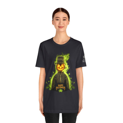 Spectral Pumpkin HIGH ROLLER Halloween T-Shirt - Premium Dark Cannabis Apparel