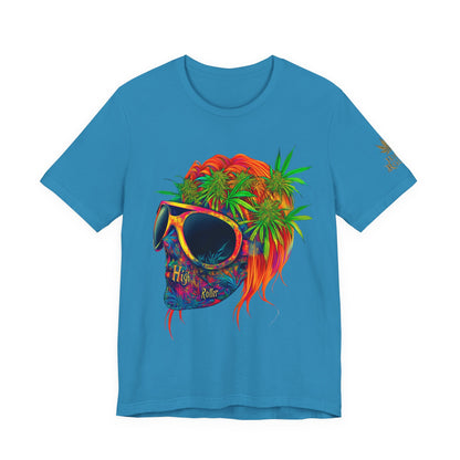 Tropical Cannabis Skull Tee - Paradise Vibes Art Design | High Roller