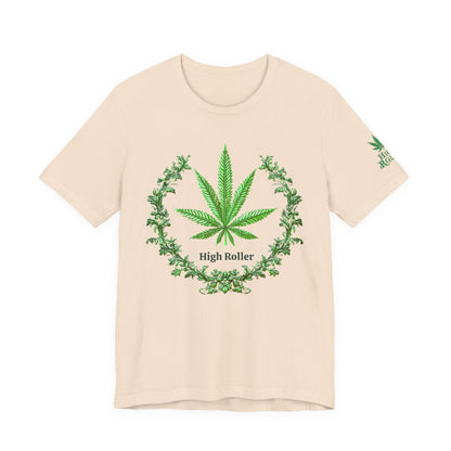 Cannabis Crest Wreath Tee - Botanical Elegance Art Design | High Roller