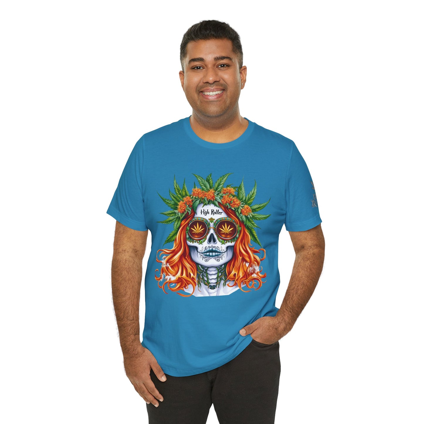 Sugar Skull Cannabis Tee - Day of Dead Art Design | High Roller