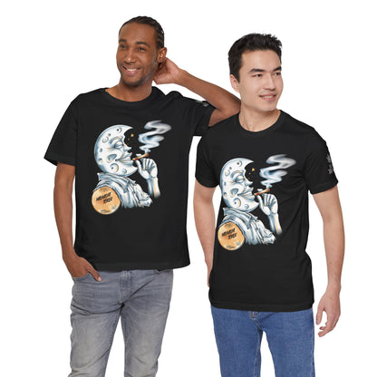 Midnight Toker Moon Tee - Celestial Cannabis Art Design | High Roller