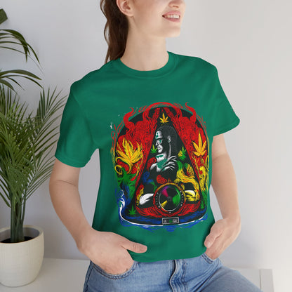 HIGH ROLLER Buddha Meditation Premium Cannabis Culture T-Shirt - Enlightenment Meets Electronic Music Luxury Streetwear
