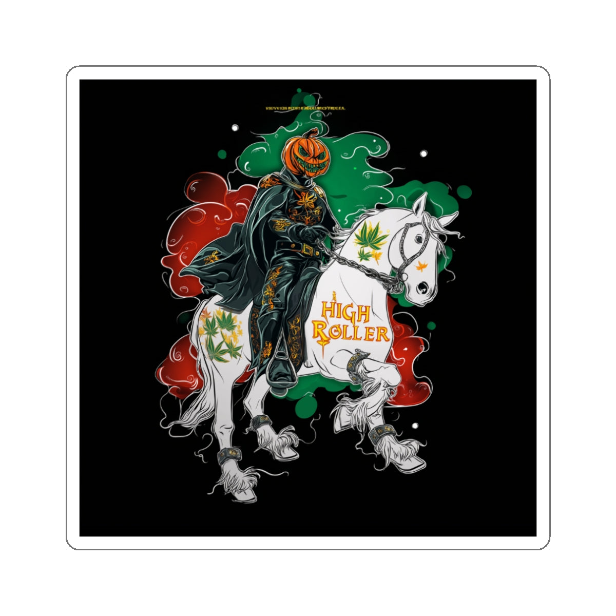 Headless Horseman Cannabis Halloween Sticker - Premium Spooky Stoner Decal - HIGH ROLLER Gothic Collection 3x3