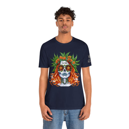 Sugar Skull Goddess Tee - Premium Airlume Cotton Cannabis Culture Day of Dead Art