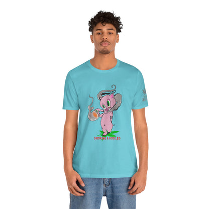 Smoking Hog Leg Pink Pig Tee - Premium Airlume Cotton Cannabis Culture Art