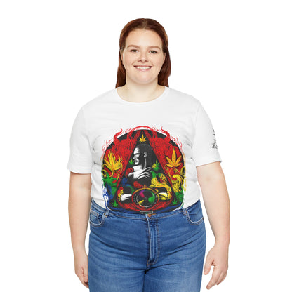 High Roller Sacred Buddha Cannabis T-Shirt - Premium 420 Spiritual Meditation Enlightenment Botanical Artistry Apparel