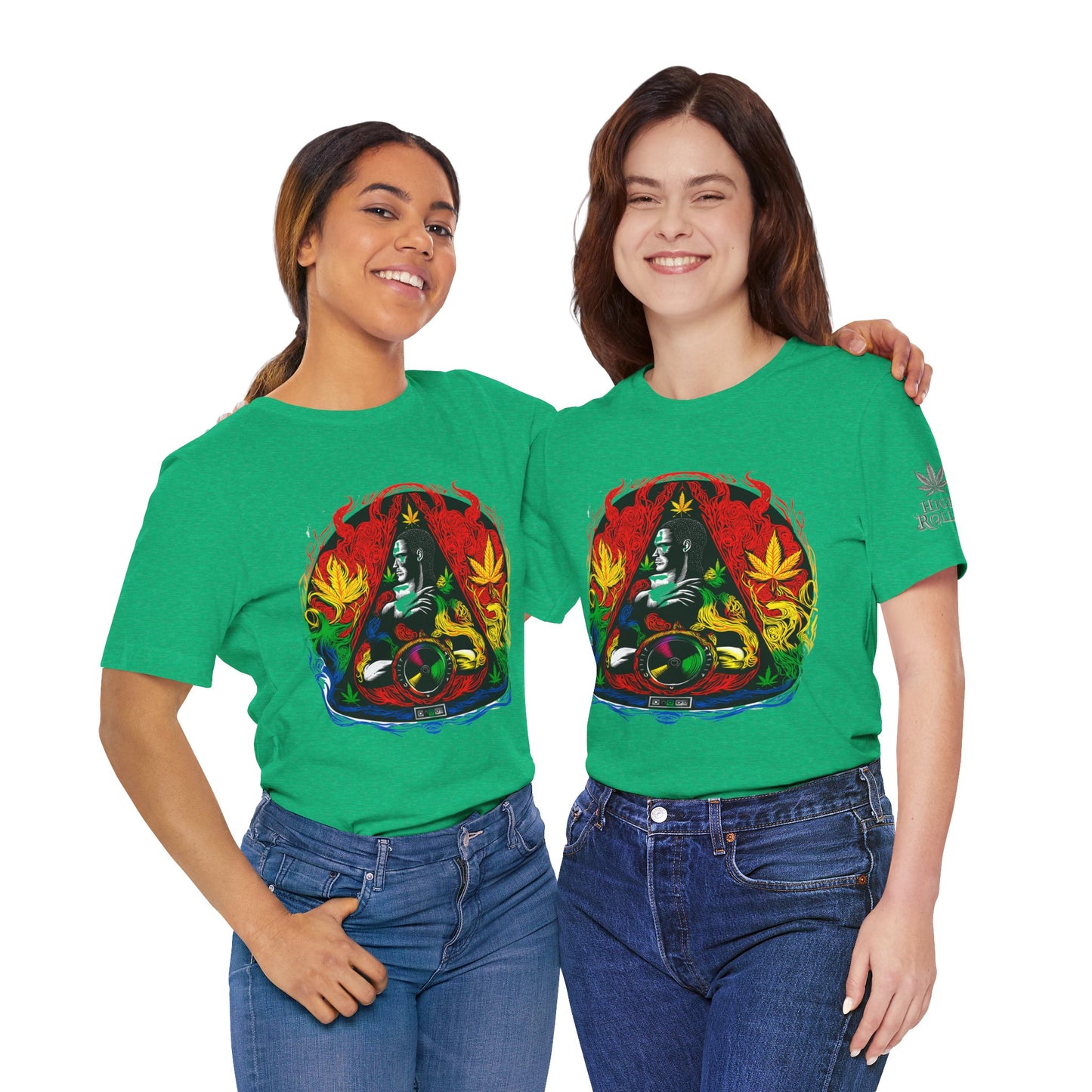 High Roller Sacred Buddha Cannabis T-Shirt - Premium 420 Spiritual Meditation Enlightenment Botanical Artistry Apparel