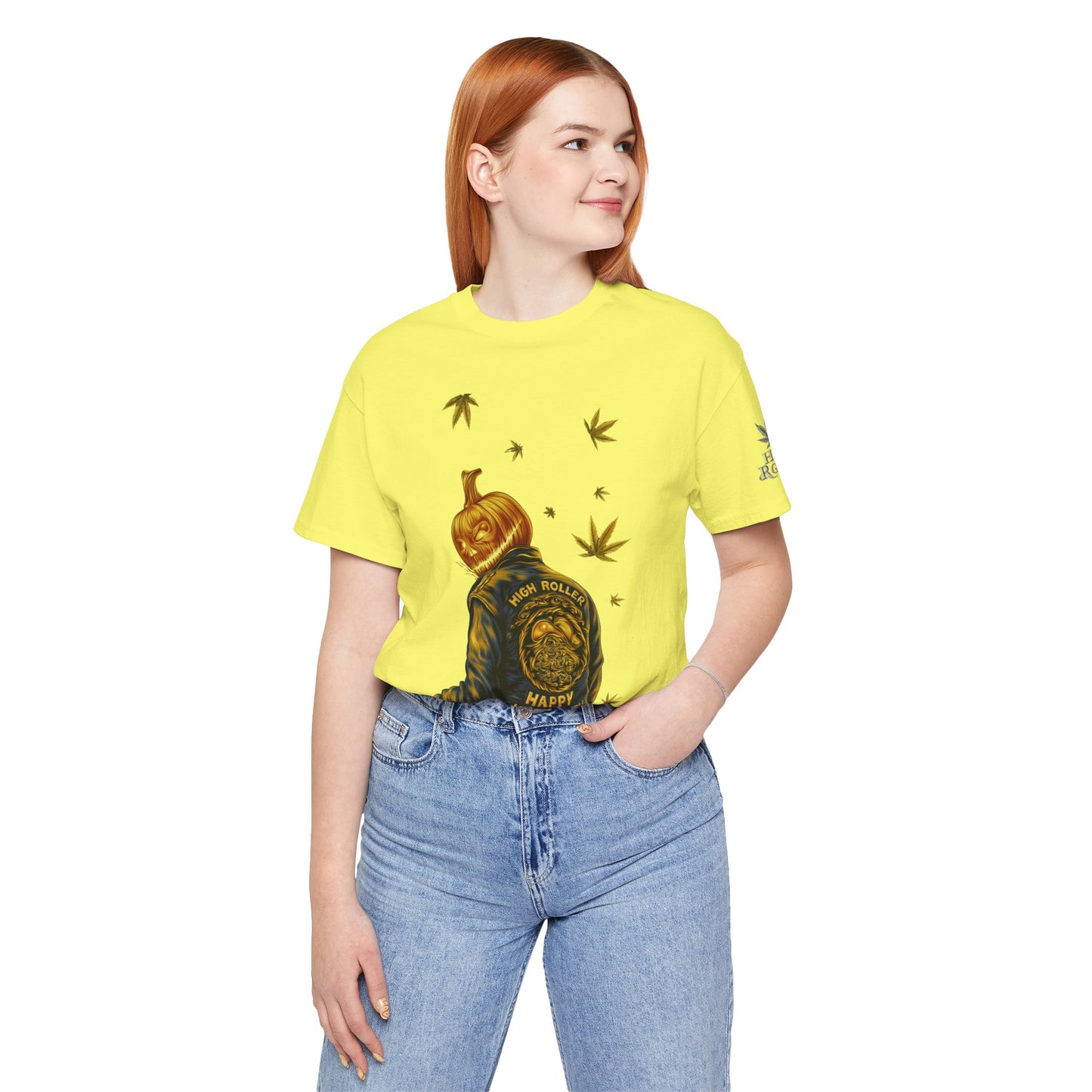 Pumpkin Head HIGH ROLLER Halloween T-Shirt - Premium Cannabis Culture Apparel