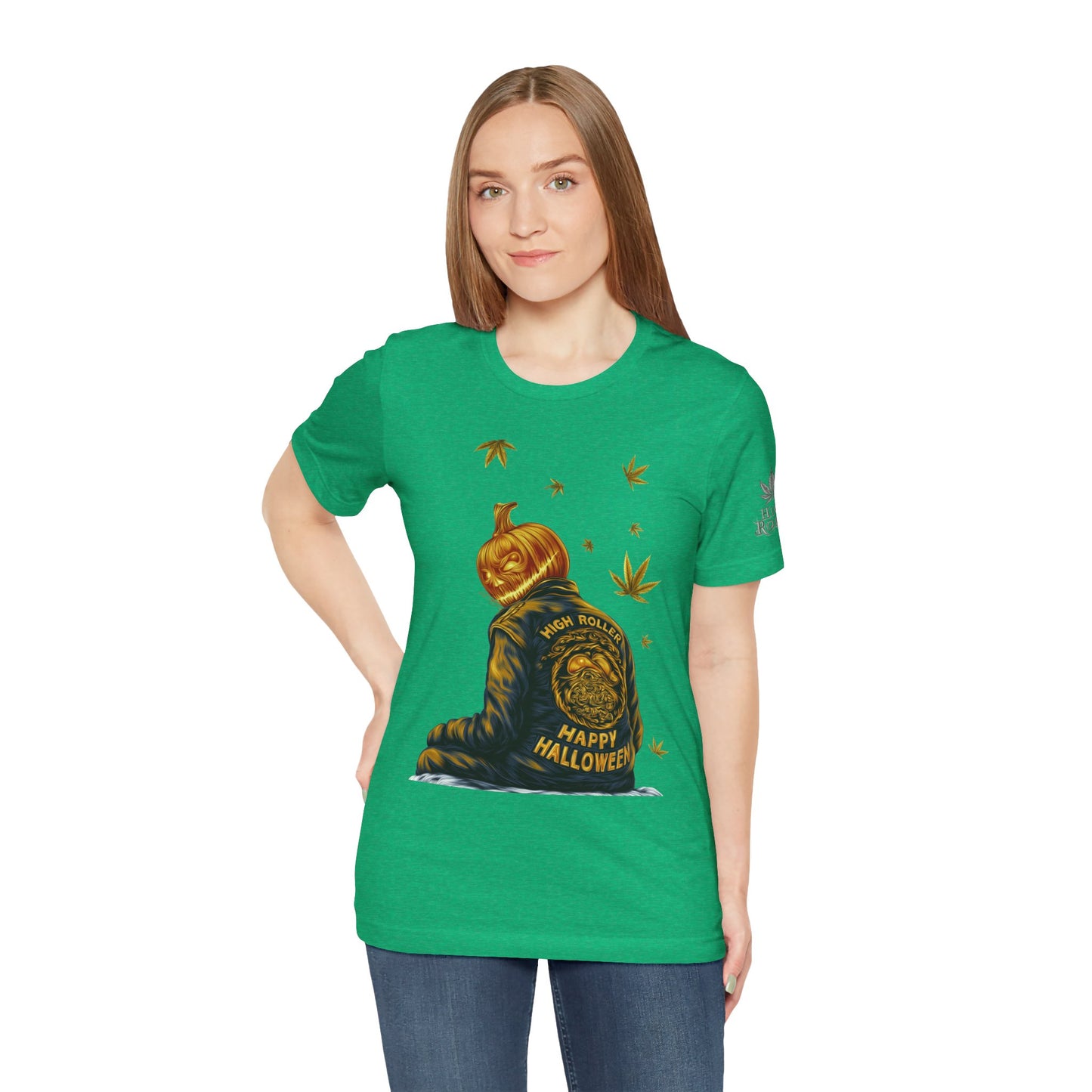 Pumpkin Head HIGH ROLLER Halloween T-Shirt - Premium Cannabis Culture Apparel