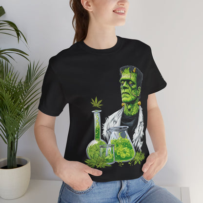 Frankenstein's Laboratory HIGH ROLLER Halloween Cannabis T-Shirt - Premium Monster Scientist 420 Experiment Apparel