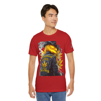Halloween Witch Rider Cannabis T-Shirt - Premium Spooky 420 Biker Edition Apparel