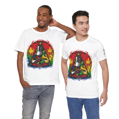 High Roller Sacred Buddha Cannabis T-Shirt - Premium 420 Spiritual Meditation Enlightenment Botanical Artistry Apparel