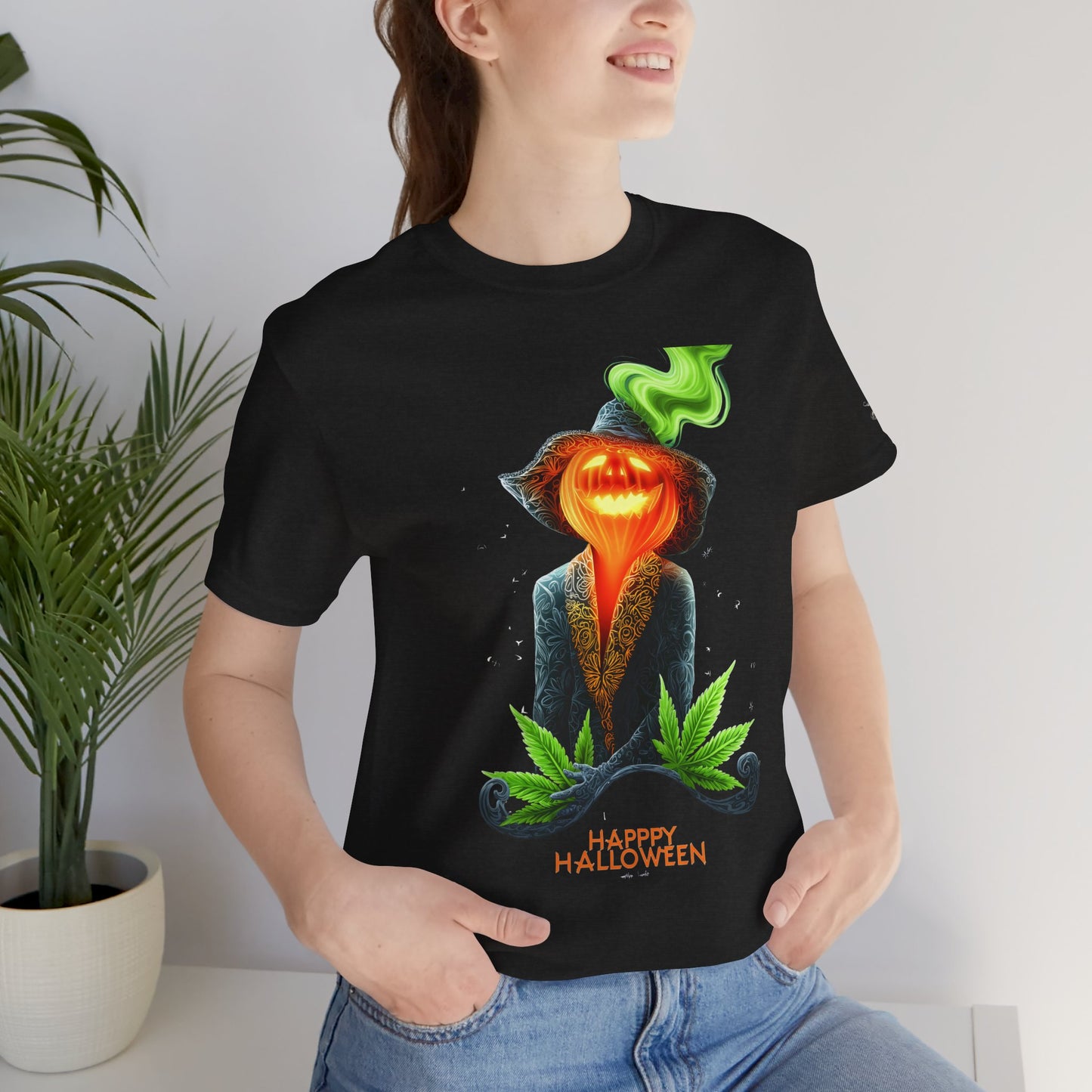 Victorian Pumpkin Gentleman HIGH ROLLER Halloween Cannabis T-Shirt - Premium Jack-o'-Lantern Aristocrat Meditation 420 Apparel