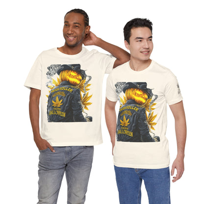 Halloween Witch Rider Cannabis T-Shirt - Premium Spooky 420 Biker Edition Apparel