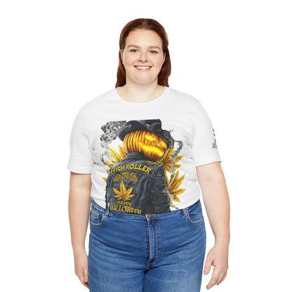 Halloween Witch Rider Cannabis T-Shirt - Premium Spooky 420 Biker Edition Apparel