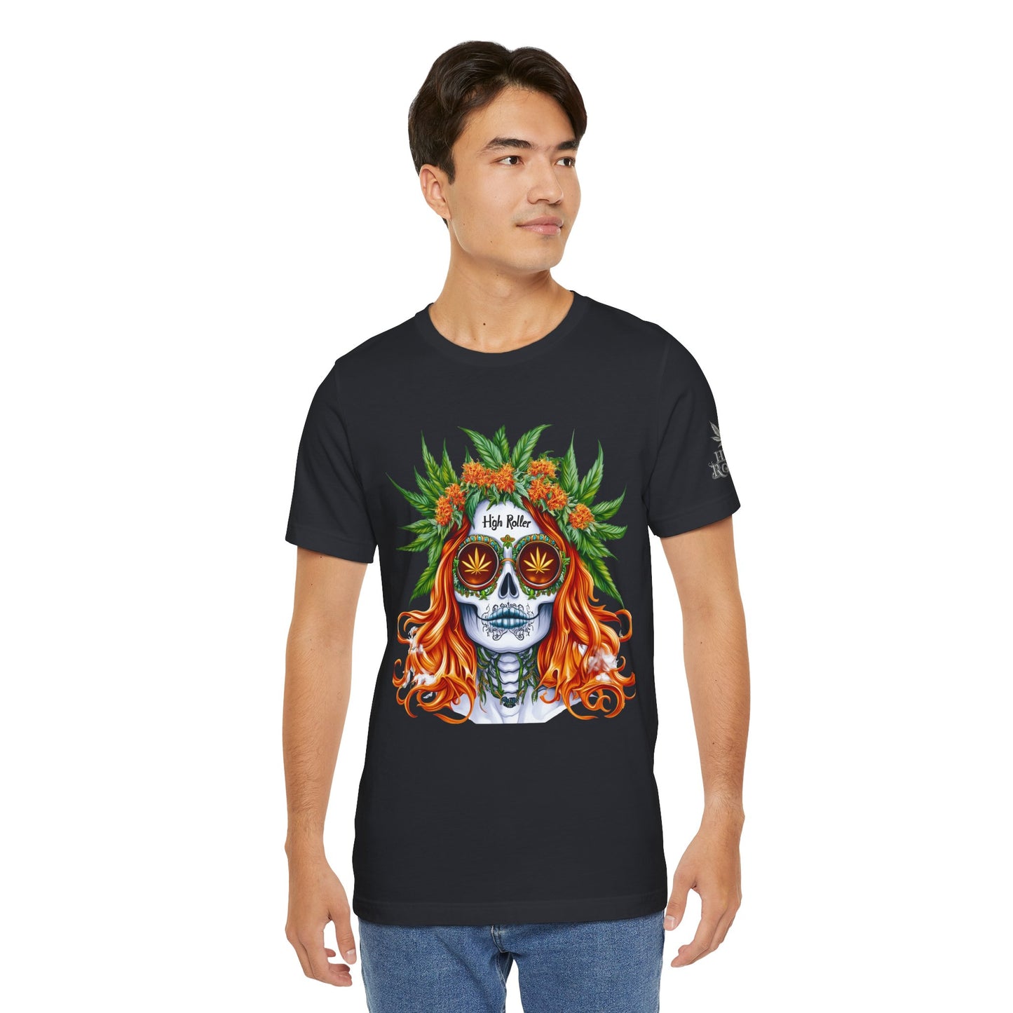 Sugar Skull Cannabis Tee - Day of Dead Art Design | High Roller