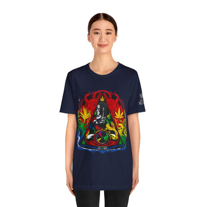 High Roller Sacred Buddha Cannabis T-Shirt - Premium 420 Spiritual Meditation Enlightenment Botanical Artistry Apparel