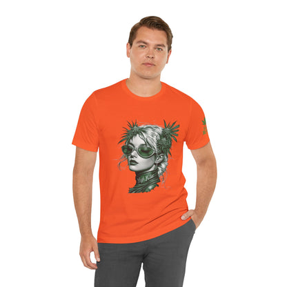 Green Queen T-Shirt - Premium Airlume Cotton Cannabis Crown Portrait Art Tee