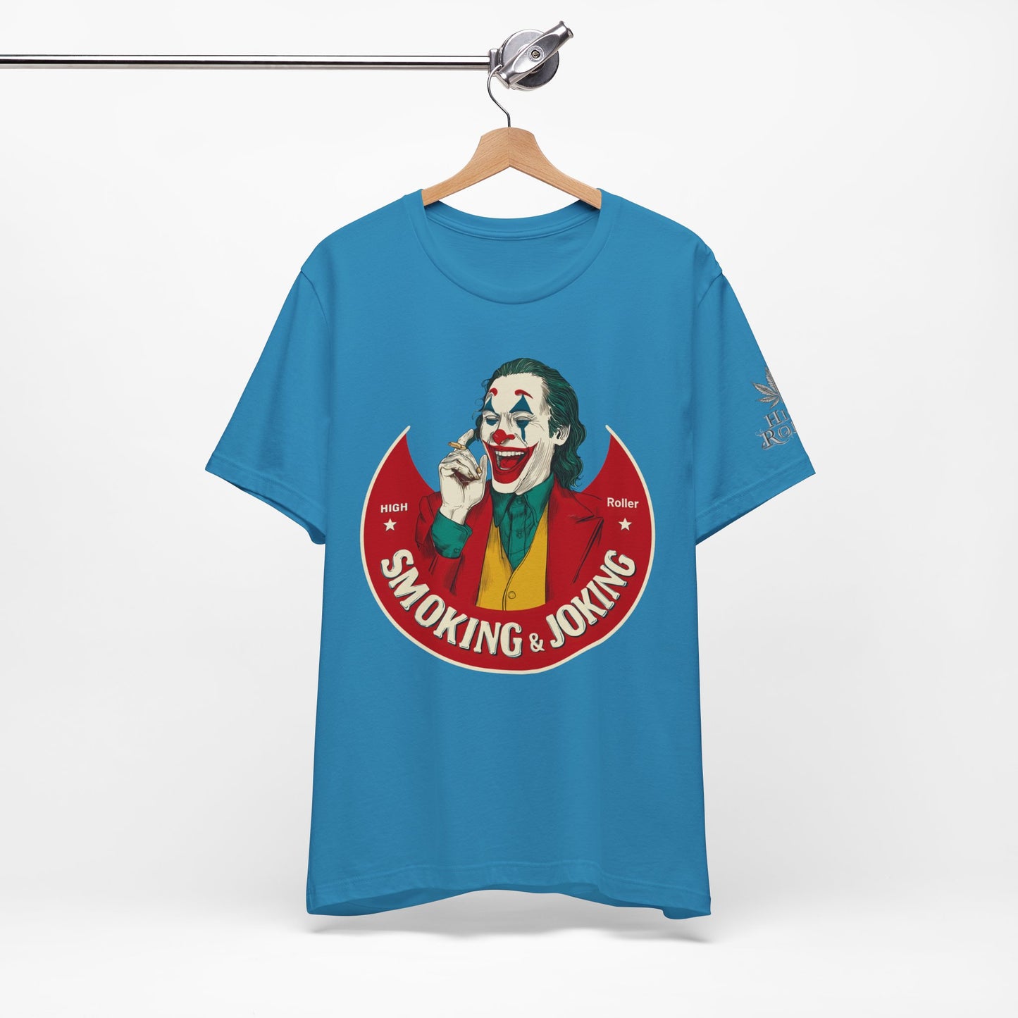 High Roller Villain T-Shirt - Premium Airlume Cotton Cannabis Joker Badge Art Tee
