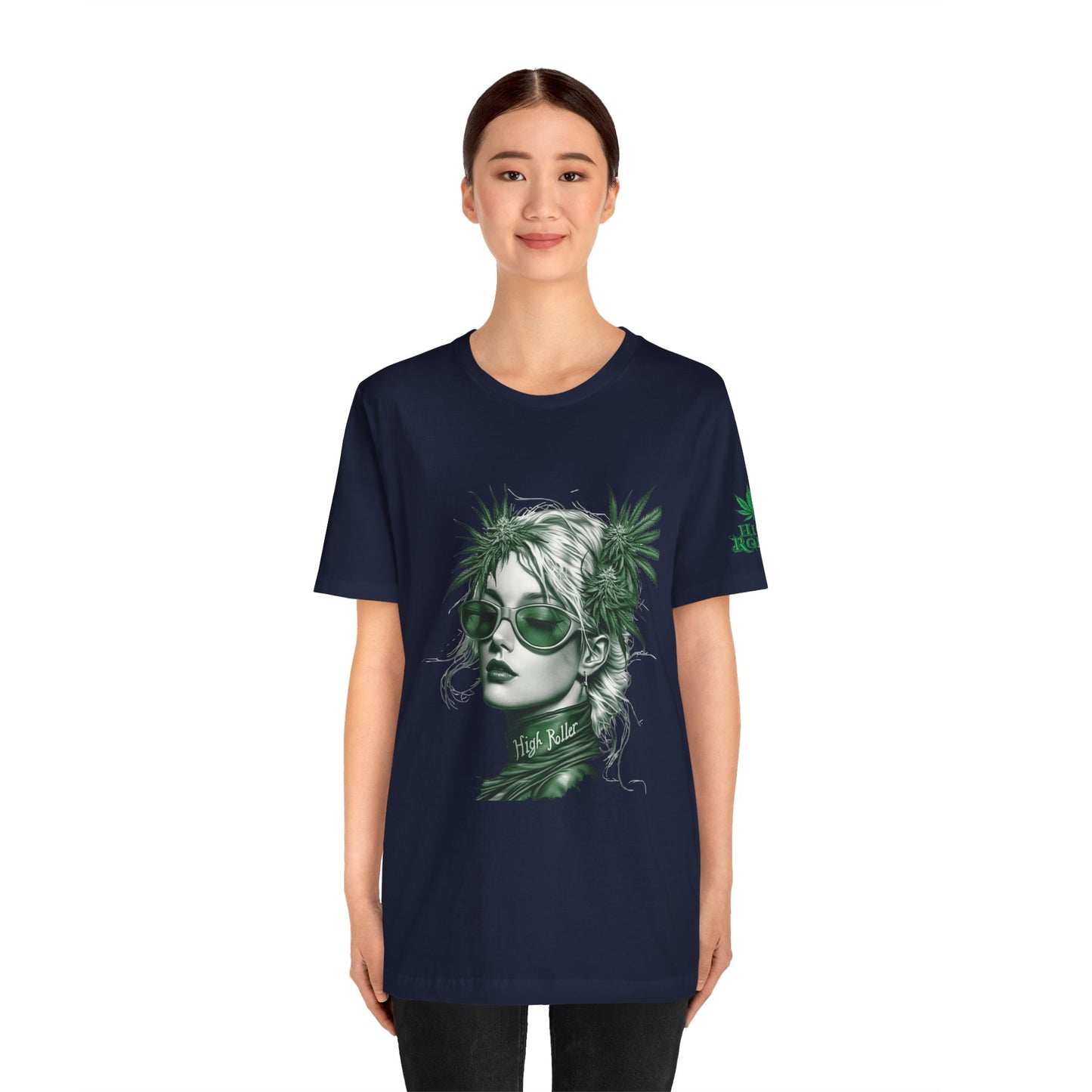Green Queen T-Shirt - Premium Airlume Cotton Cannabis Crown Portrait Art Tee