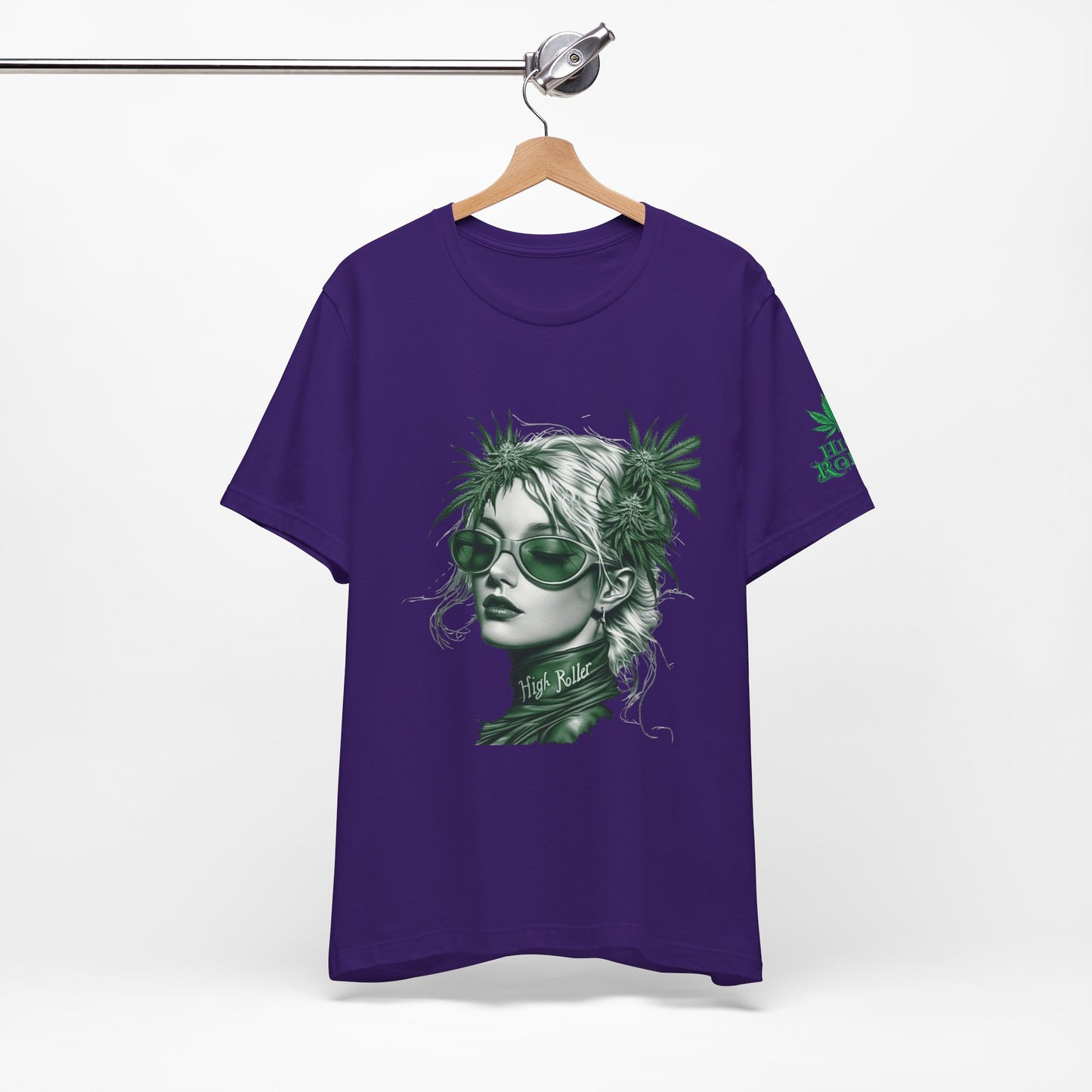 Green Queen T-Shirt - Premium Airlume Cotton Cannabis Crown Portrait Art Tee
